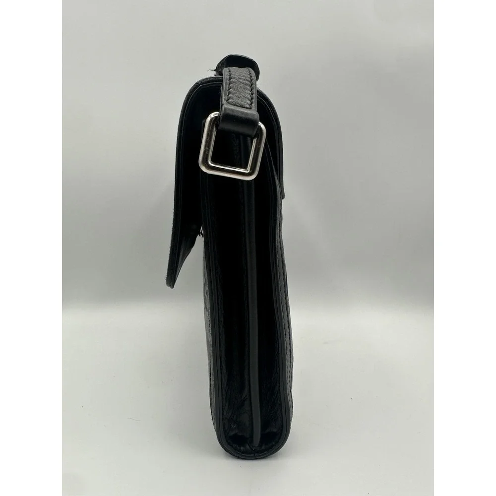 Gucci Guccissima Black Leather Crossbody Shoulder Bag Messenger Unisex Italy